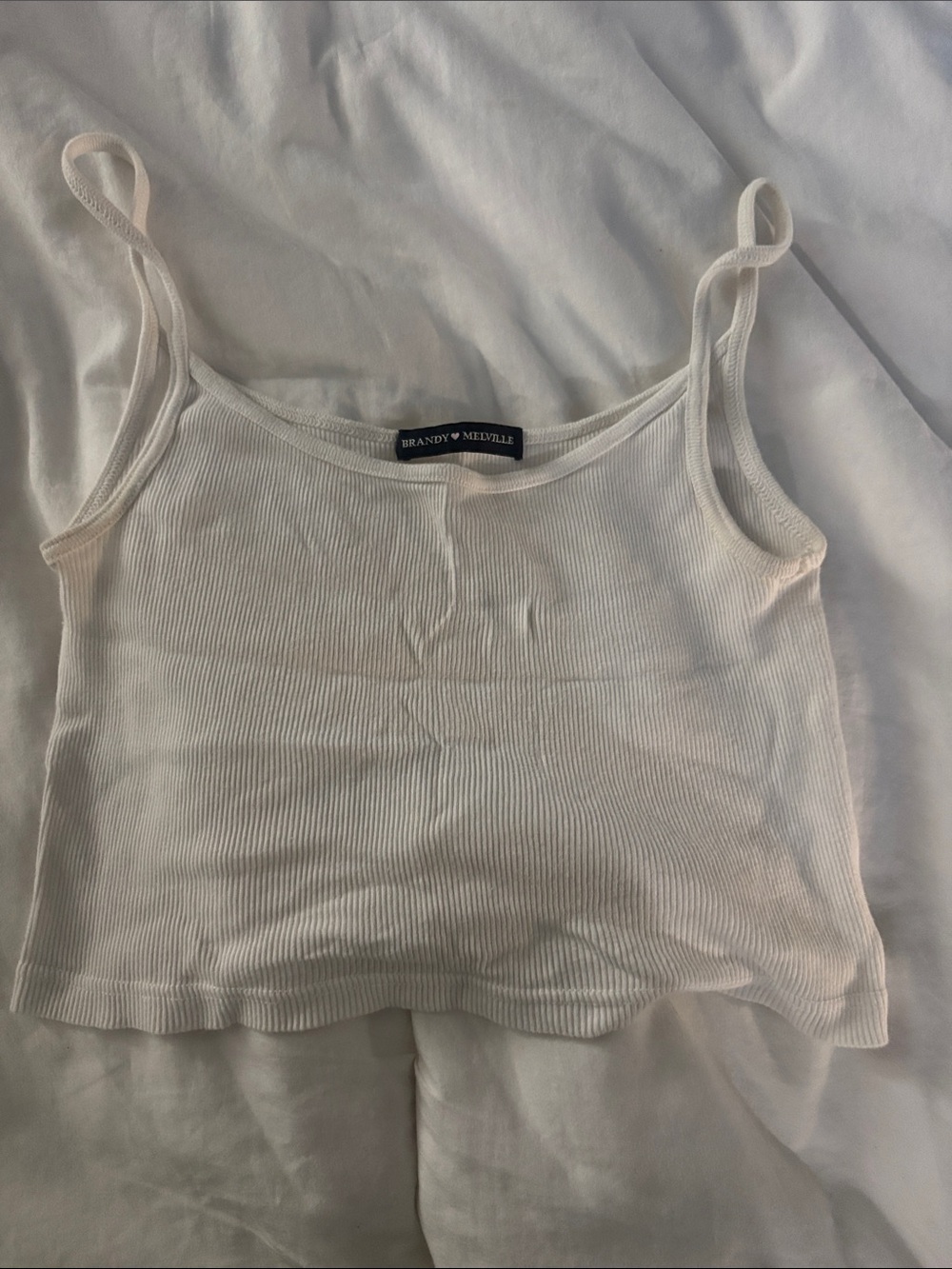 Brandy Melville Cream Ribbed Cropped Camisole